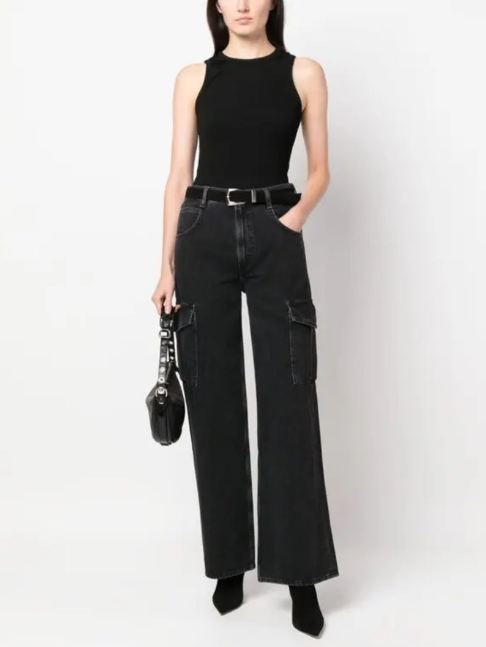 AGOLDE
Mid-Rise Wide-Leg Jeans - Black